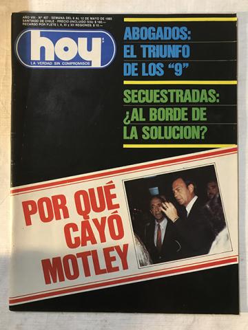 Primera imagen del registro Revista HOY año VIII n°407. 6 mayo-12 mayo 1985. Por qué cayó Motley