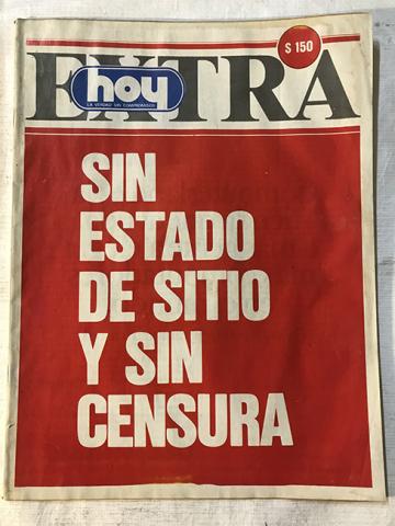 Primera imagen del registro Revista HOY. Edición Extrordinaria. Sin estado de sitio y sin censura