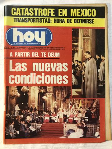 Primera imagen del registro Revista HOY año IX n°427. 23 septiembre-29 septiembre 1985. Las nuevas condiciones