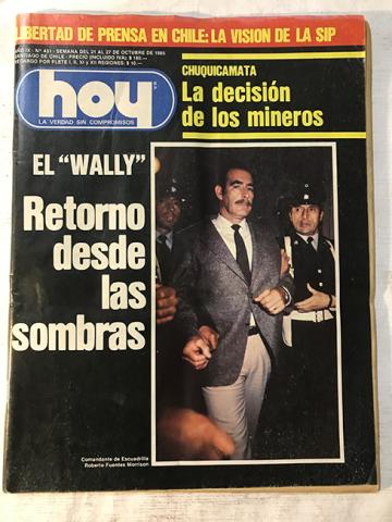 Primera imagen del registro Revista HOY año IX n°431. 21 octubre-27 octubre 1985. El "Wally". Retorno desde las sombras