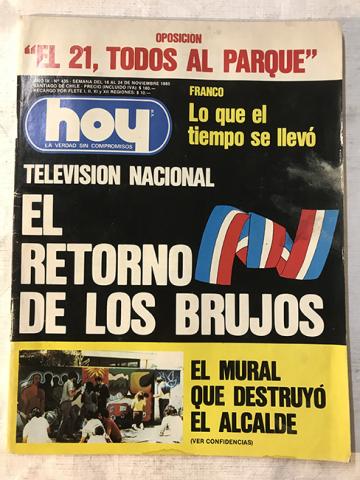 Primera imagen del registro Revista HOY año IX n°435. 18 noviembre-24 noviembre 1985. Televisión Nacional, el retorno de los brujos