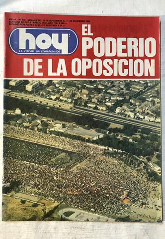 Primera imagen del registro Revista HOY año IX n°436. 25 noviembre-1 diciembre 1985. El poderío de la oposición