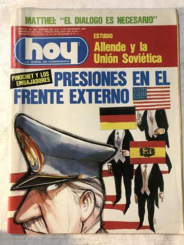 Primera imagen del registro Revista HOY año IX n°438. 9 diciembre-15 diciembre 1985. Presiones en el frente externo