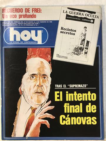 Primera imagen del registro Revista HOY año IX n°445. 27 enero-2 febrero 1986. El intento final de Cánovas