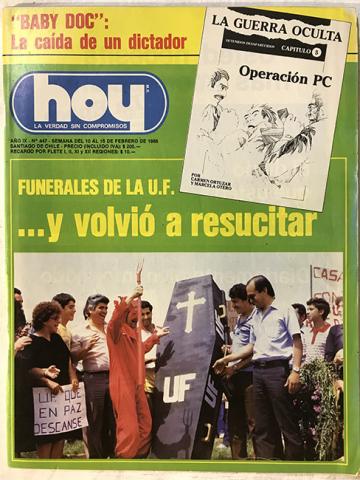 Primera imagen del registro Revista HOY año IX n°447. 10 febrero-16 febrero 1986. Funerales de la U.F….y volvió a resucitar