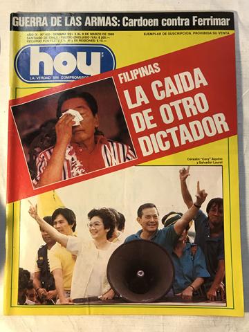 Primera imagen del registro Revista HOY año IX n°450. 3 marzo-9 marzo 1986. Filipinas, la caída de otro dictador