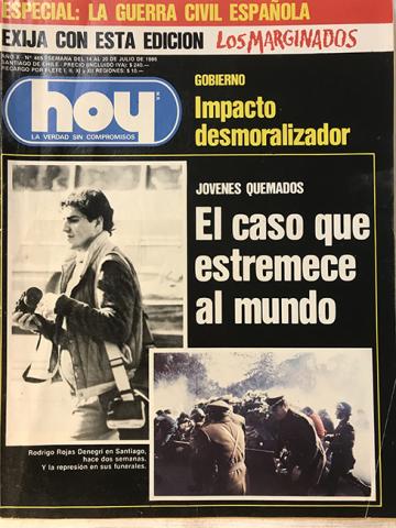 Primera imagen del registro Revista HOY año X n°469. 14 julio-20 julio 1986. Jovenes quemados, el caso que estremece al mundo