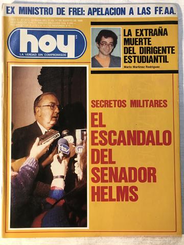Primera imagen del registro Revista HOY año X n°473. 11 agosto-17 agosto 1986. Secretos militares, el escándalo del Senador Helms