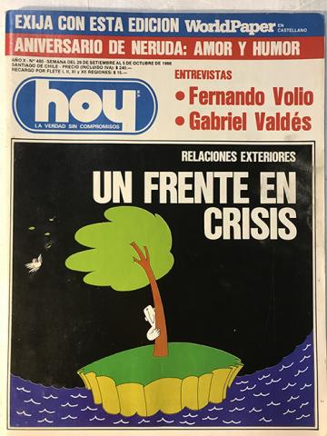 Primera imagen del registro Revista HOY año X n°480. 29 septiembre-5 octubre 1986. Relaciones exteriores, un frente en crisis