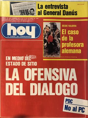 Primera imagen del registro Revista HOY año X n°481. 6 octubre-12 octubre 1986. La ofensiva del diálogo