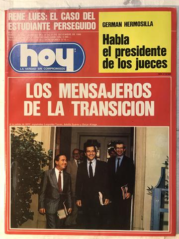 Primera imagen del registro Revista HOY año X n°491. 15 diciembre-21 diciembre 1986. Los mensajeros de la transición
