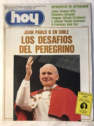 Primera imagen del registro Revista HOY año X n°506. 30 marzo-5 abril 1987. Los desafíos del peregrino
