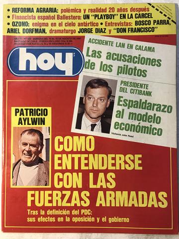 Primera imagen del registro Revista HOY año XI n°525. 10 agosto-16 agosto 1987. Cómo entenderse con las fuerzas armadas