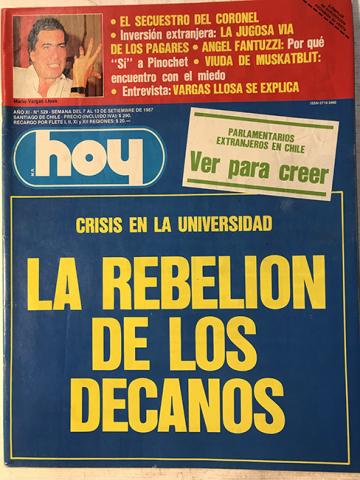 Primera imagen del registro Revista HOY año XI n°529. 7 septiembre-13 septiembre 1987. La rebelión de los decanos