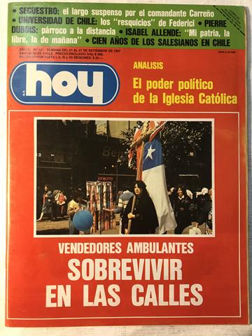 Primera imagen del registro Revista HOY año XI n°531. 21 septiembre-27 septiembre de 1987. Sobrevivir en las calles