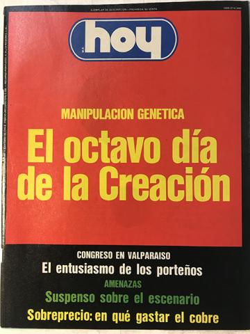 Primera imagen del registro Revista HOY año XI n°541. 30 noviembre-6 diciembre 1987. Manipulación genética, el octavo día de la Creación