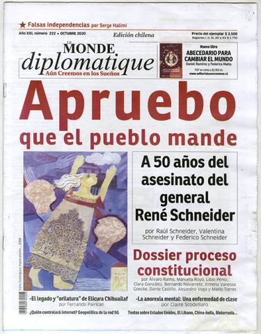 Primera imagen del registro Periódico Le Monde Diplomatique, edición chilena: Apruebo que el pueblo mande. Octubre 2020