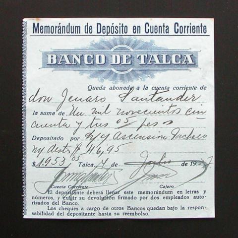 Primera imagen del registro Memorándum de depósito en cuenta corriente