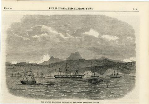 Primera imagen del registro The Spanish Blockading Squadron at Valparaiso, Chili