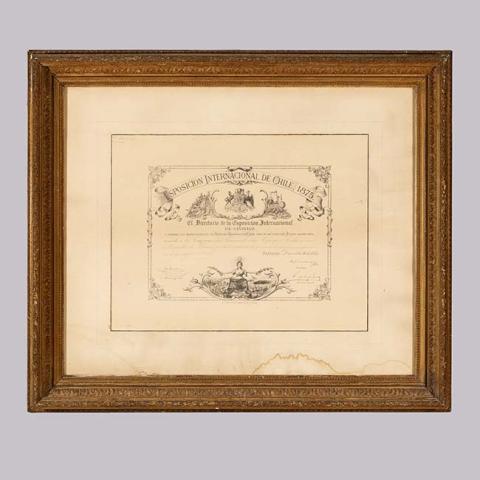 Primera imagen del registro Diploma Exposición Internacional de Chile 1875