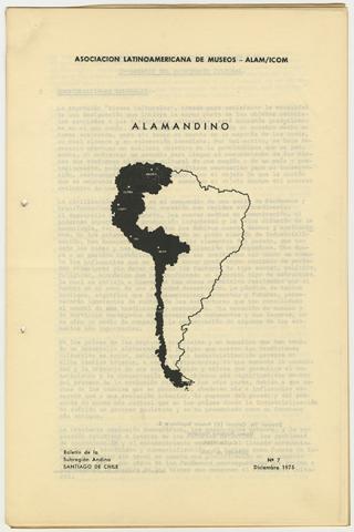 Primera imagen del registro Boletín de la Subregión Andina n° 7 Diciembre 1975. ALAMANDINO