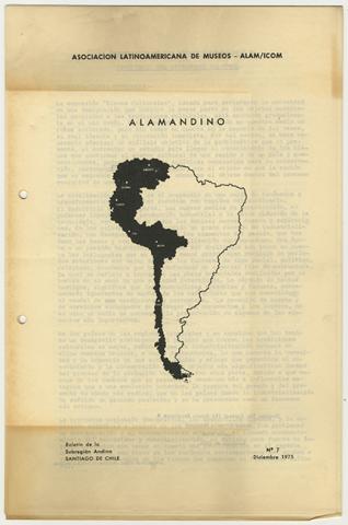 Primera imagen del registro Boletín de la Subregión Andina n° 7 Diciembre 1975. ALAMANDINO