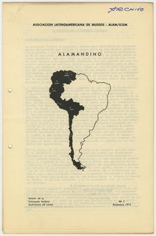 Primera imagen del registro Boletín de la Subregión Andina n° 7 Diciembre 1975. ALAMANDINO