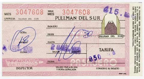 Primera imagen del registro Pasaje Interurbano Pullman Del Sur