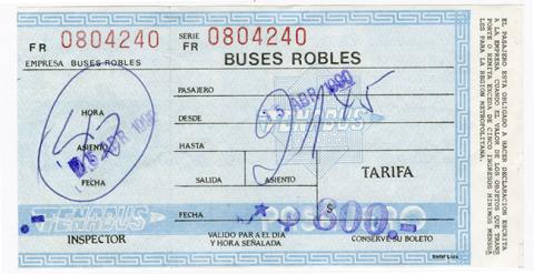 Primera imagen del registro Pasaje Interurbano Robles