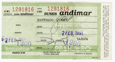 Primera imagen del registro Pasaje Interurbano Andimar Santiago-Curico