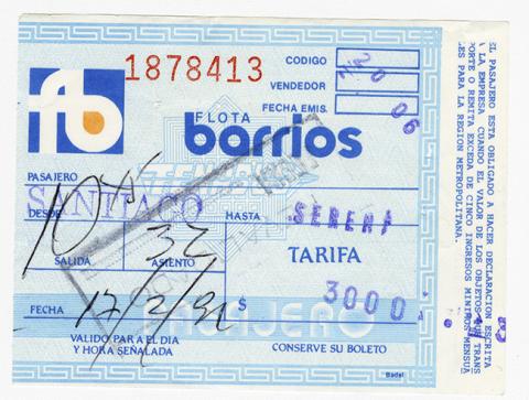 Primera imagen del registro Pasaje Interurbano Flota Barrios Santiago-La Serena