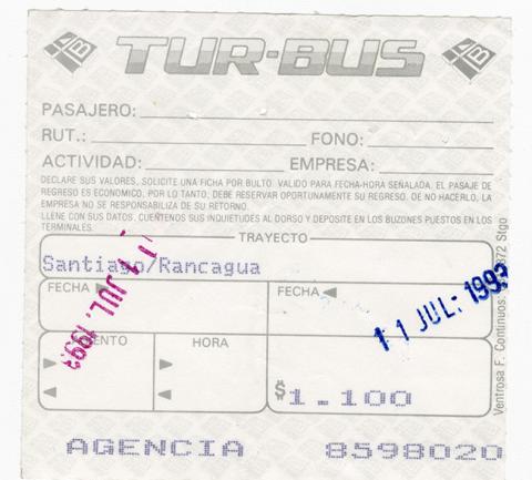 Primera imagen del registro Pasaje Interurbano Turbus Santiago-Rancagua