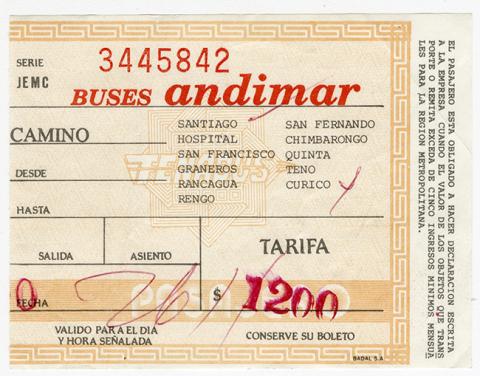 Primera imagen del registro Pasaje Interurbano Andimar Santiago-Curico