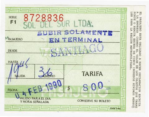 Primera imagen del registro Pasaje Interurbano Sol del Sur