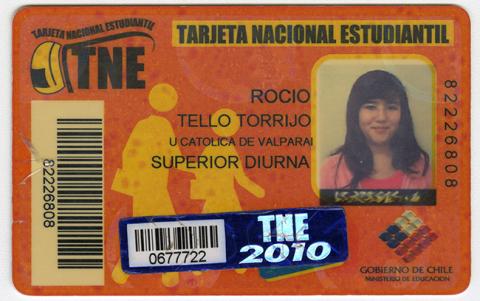 Primera imagen del registro Tarjeta Nacional Estudiantil 2010 V Región, perteneciente a Rocio Tello