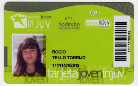 Primera imagen del registro Tarjeta Joven Injuv 2007-2008 perteneciente a Rocio Tello