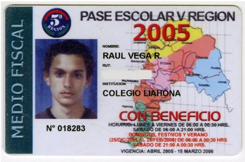 Primera imagen del registro Pase escolar V región 2005 perteneciente a Raúl Vega
