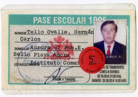 Primera imagen del registro Pase escolar V región 1995 perteneciente a Hernán Tello