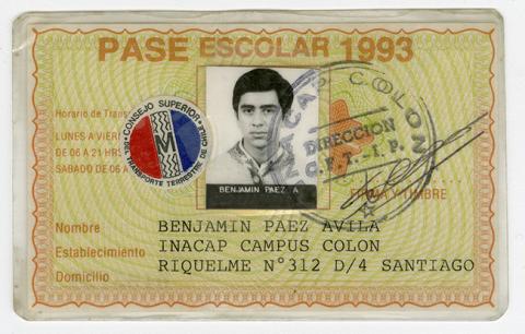 Primera imagen del registro Pase escolar 1993 perteneciente a Benjamín Páez