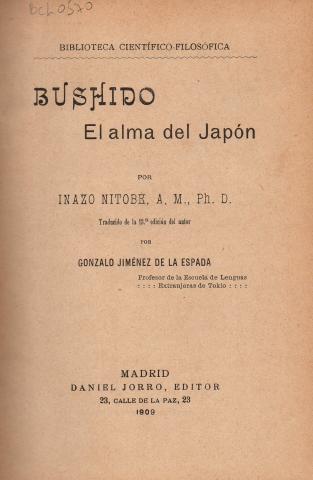Primera imagen del registro Bushido, El alma de japón.