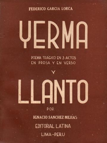 Primera imagen del registro Yerma y LLanto poemas trágicos en 3 actos en prosa y en verso