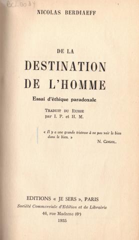 Primera imagen del registro De la destination de L'Homme