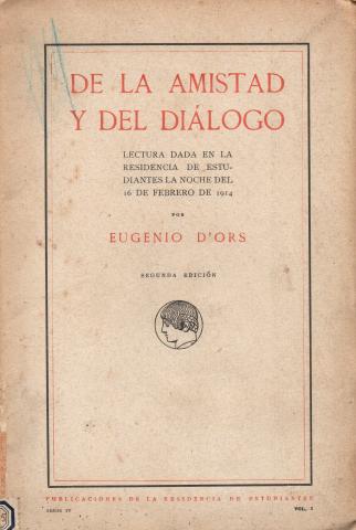 Primera imagen del registro De la amistad y del diálogo