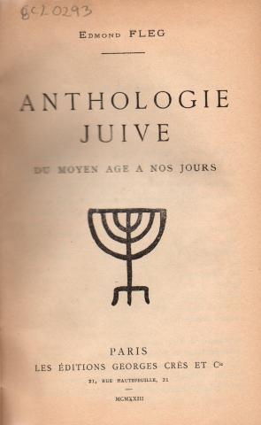Primera imagen del registro Anthologie Juive