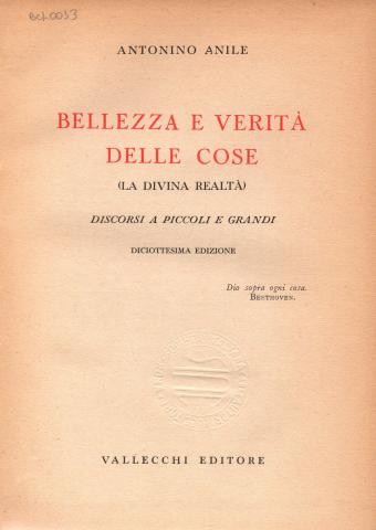 Primera imagen del registro Bellezza e verita delle cose