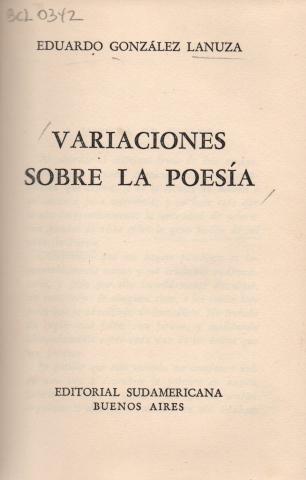 Primera imagen del registro Variaciones sobre la poesía