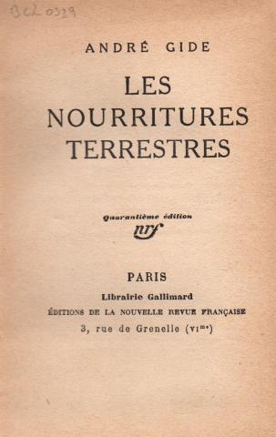 Primera imagen del registro Les nourritures terrestres