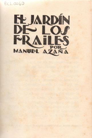 Primera imagen del registro El jardín de los frailes