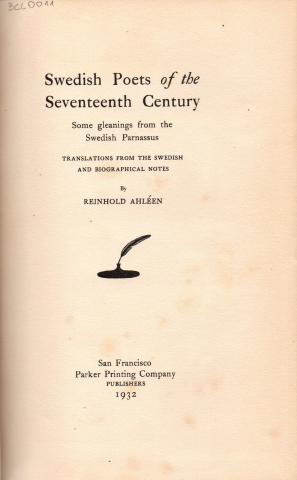 Primera imagen del registro Swedish Poets of the Seventeenth Century: Some Gleanings from the Swedish Parnassus