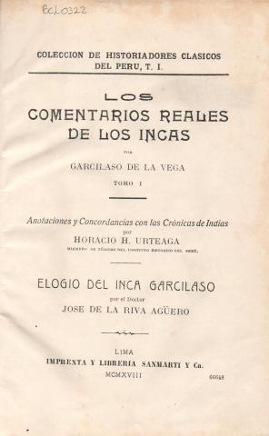 Primera imagen del registro Los Comentarios reales de los Incas. Tomo 1
